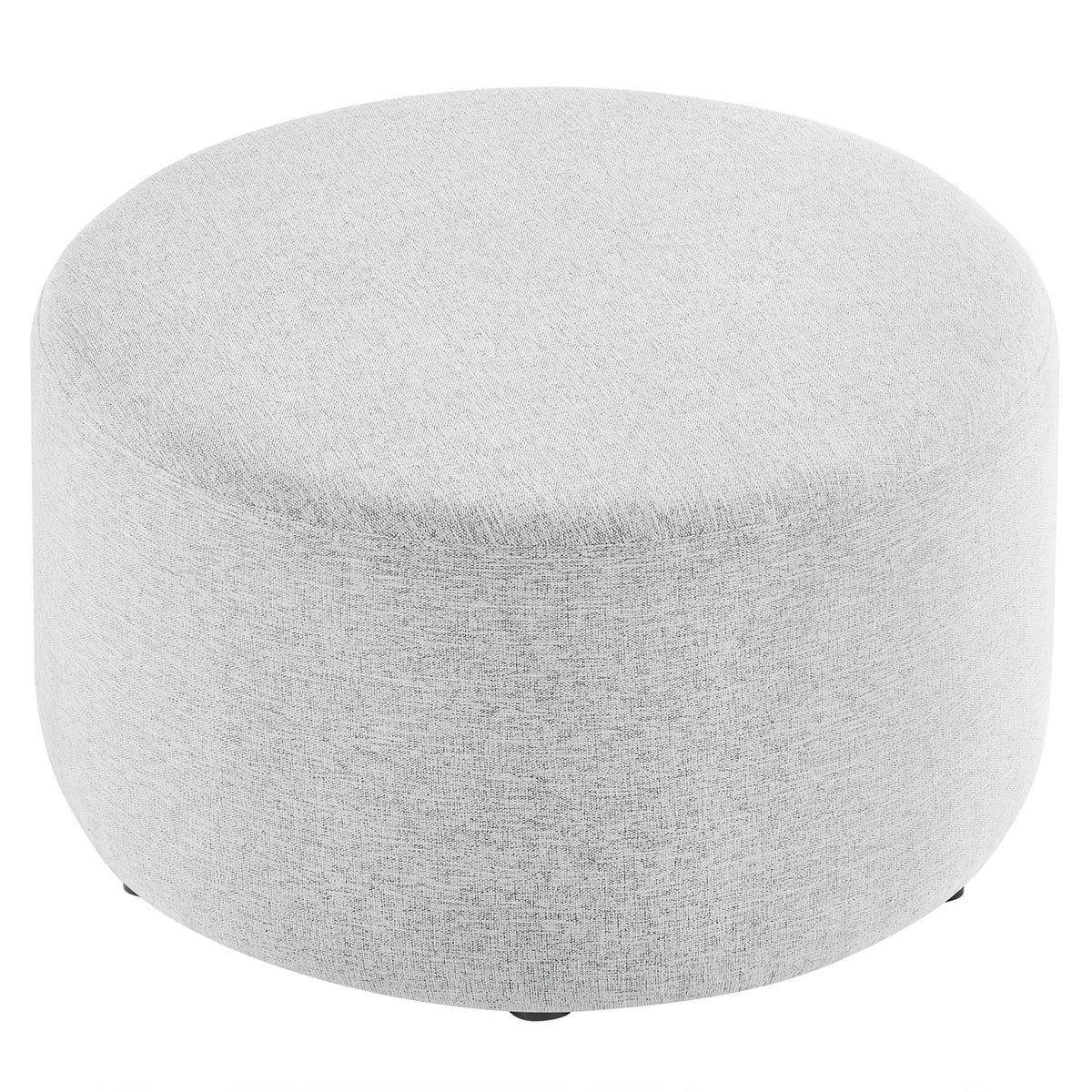 Callum Large 29" Round Woven Heathered Fabric Upholstered Ottoman - Heathered Weave Light Gray