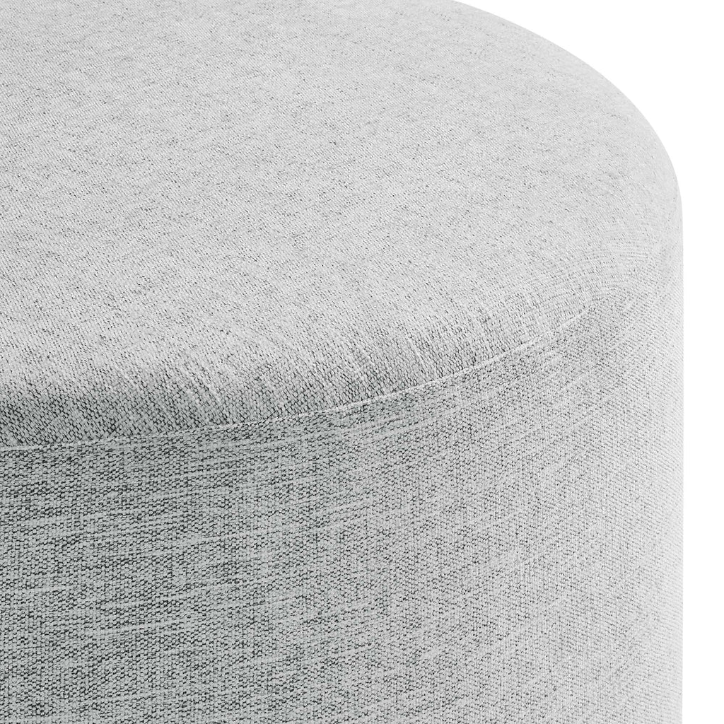 Callum Large 29" Round Woven Heathered Fabric Upholstered Ottoman - Heathered Weave Light Gray