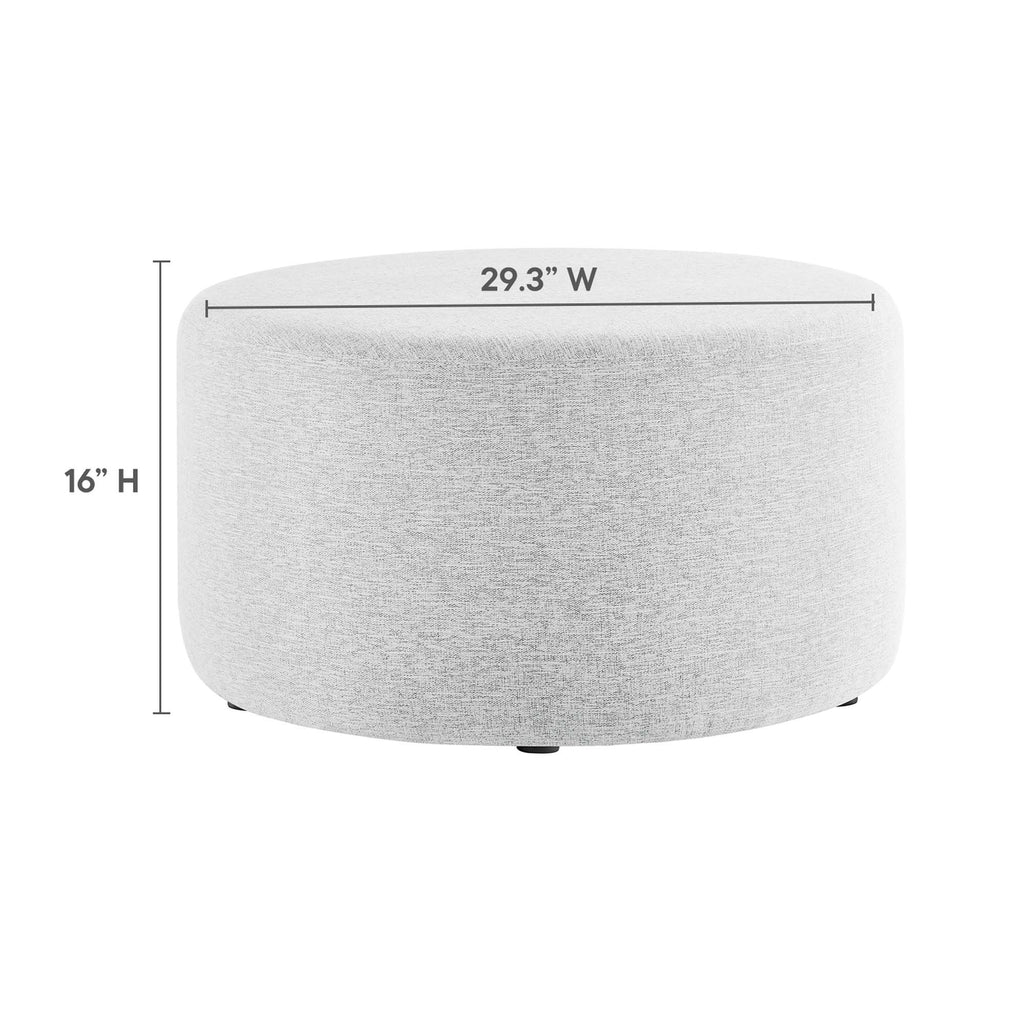 Callum Large 29" Round Woven Heathered Fabric Upholstered Ottoman - Heathered Weave Light Gray