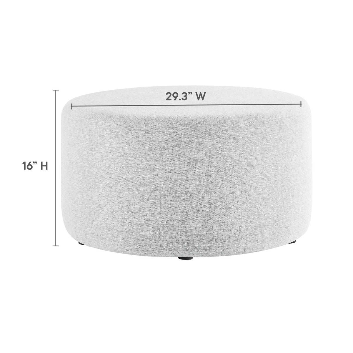 Callum Large 29" Round Woven Heathered Fabric Upholstered Ottoman - Heathered Weave Light Gray