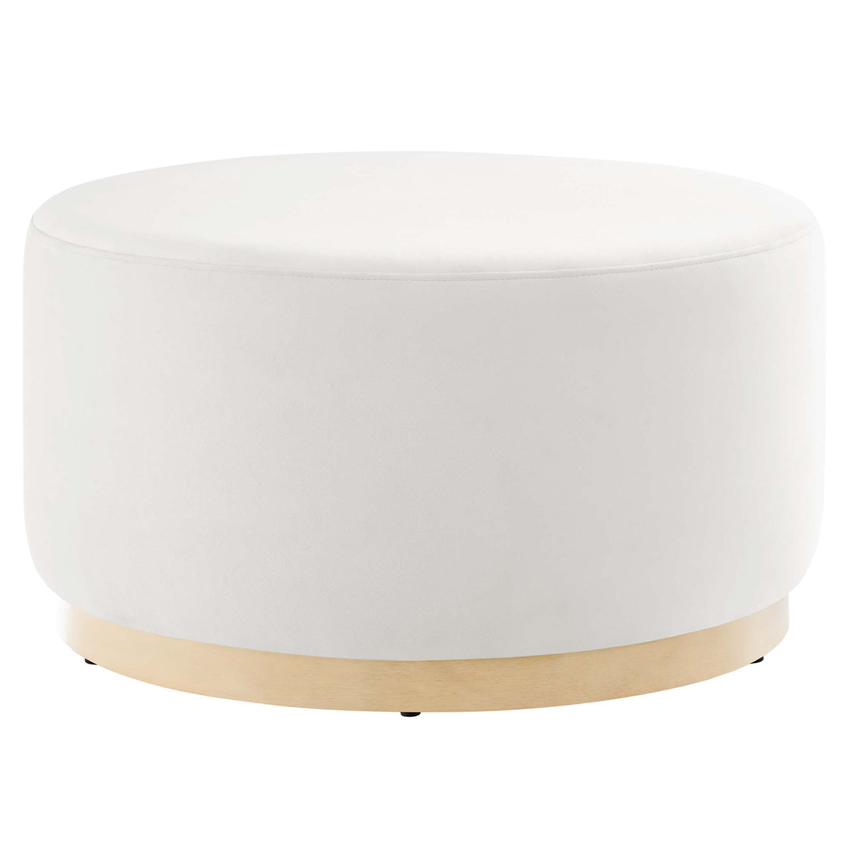 Tilden Large 29" Round Performance Velvet Upholstered Ottoman - Alabaster Natural
