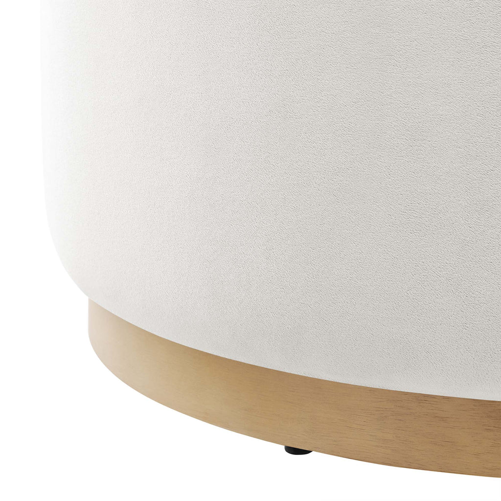 Tilden Large 29" Round Performance Velvet Upholstered Ottoman - Alabaster Natural