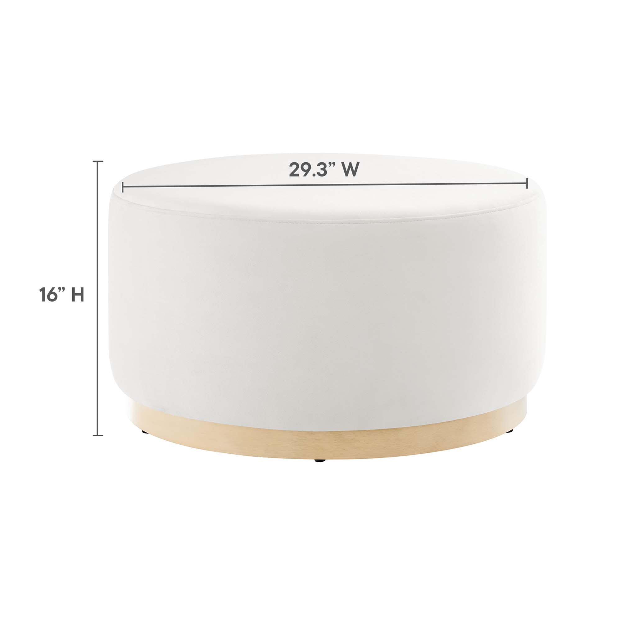Tilden Large 29" Round Performance Velvet Upholstered Ottoman - Alabaster Natural