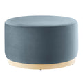 Tilden Large 29" Round Performance Velvet Upholstered Ottoman - Cadet Blue Natural