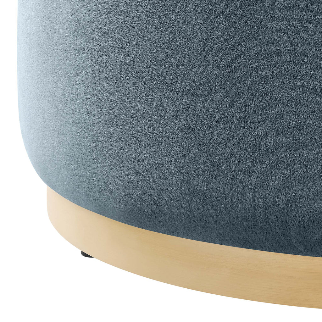 Tilden Large 29" Round Performance Velvet Upholstered Ottoman - Cadet Blue Natural