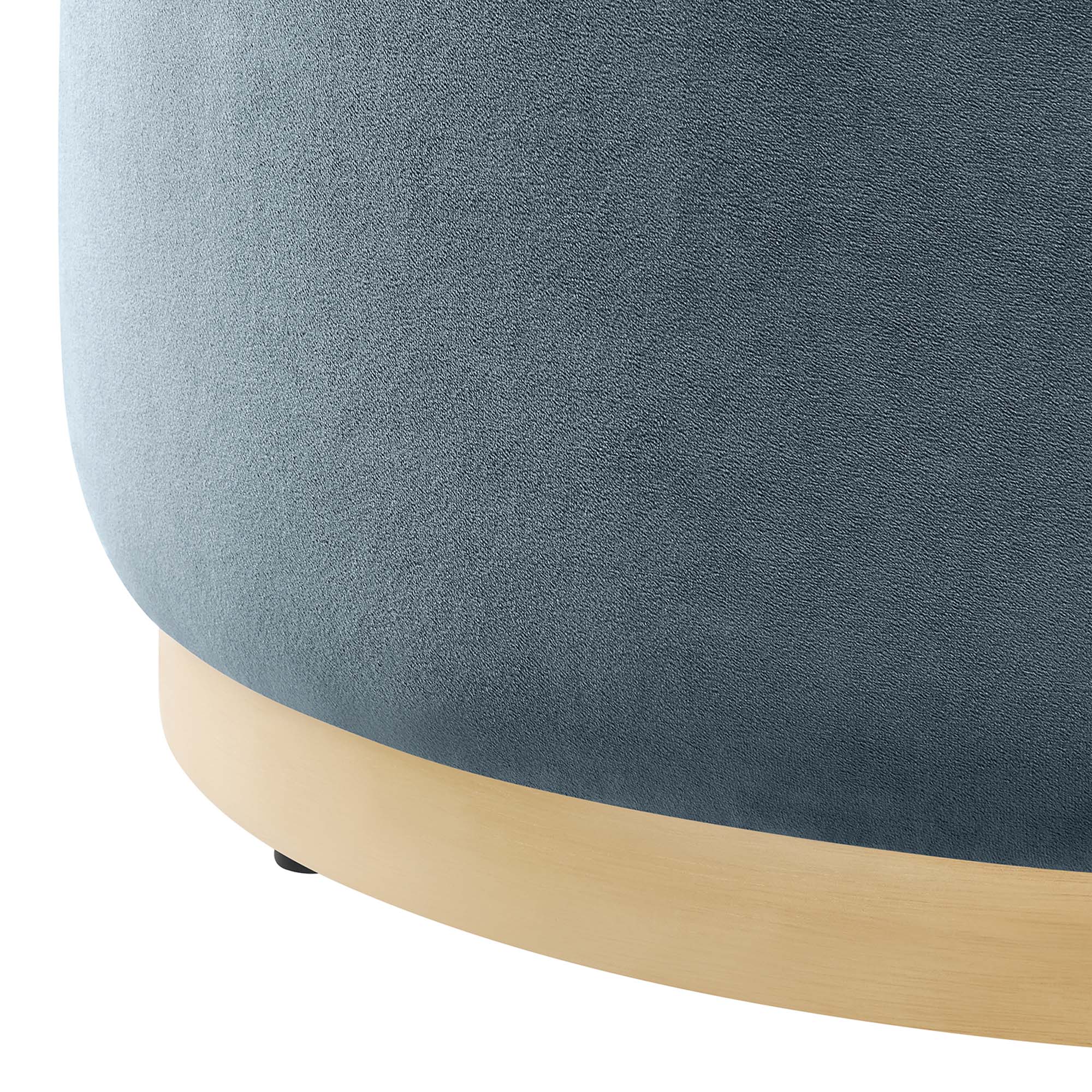Tilden Large 29" Round Performance Velvet Upholstered Ottoman - Cadet Blue Natural