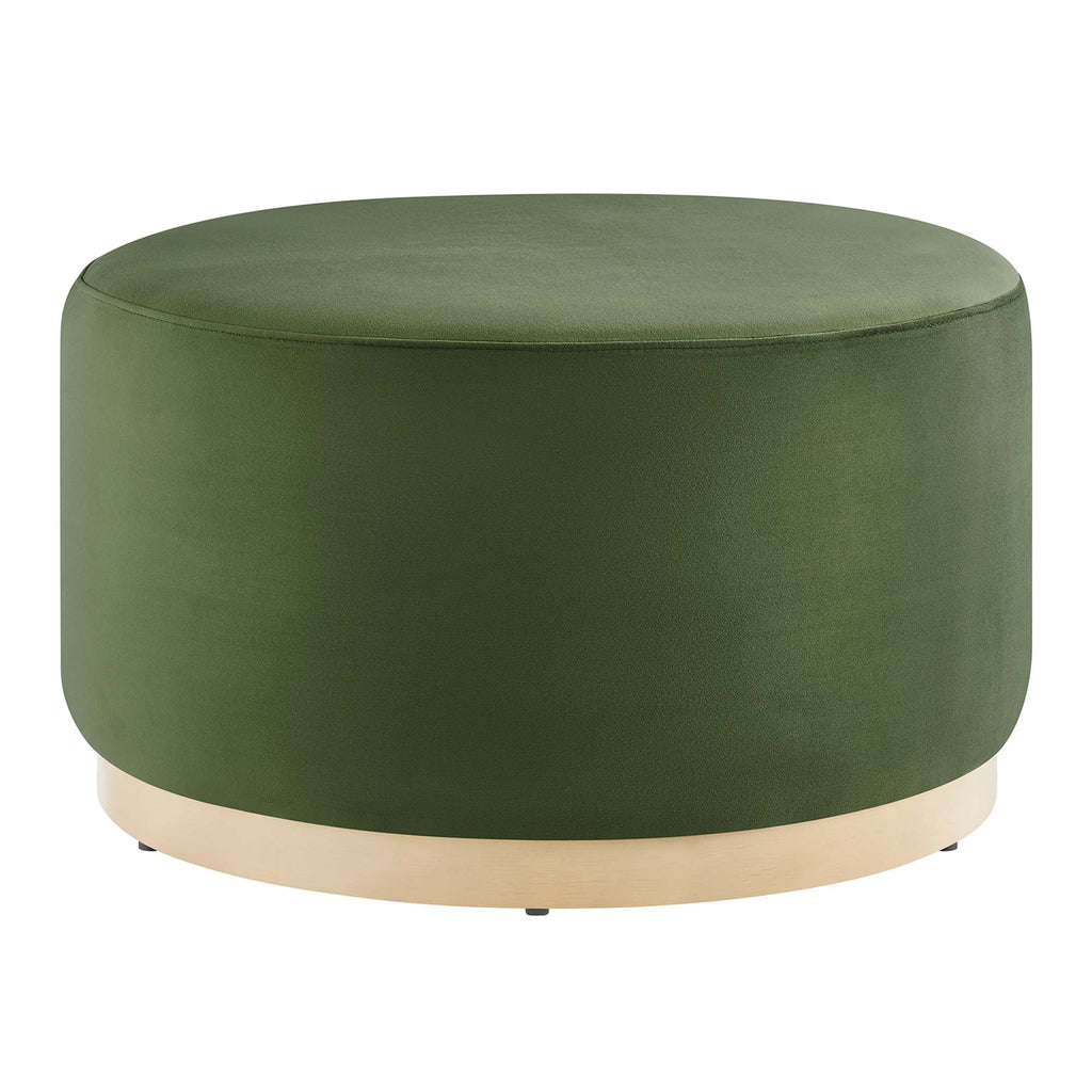 Tilden Large 29" Round Performance Velvet Upholstered Ottoman - Moss Green Natural
