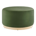 Tilden Large 29" Round Performance Velvet Upholstered Ottoman - Moss Green Natural