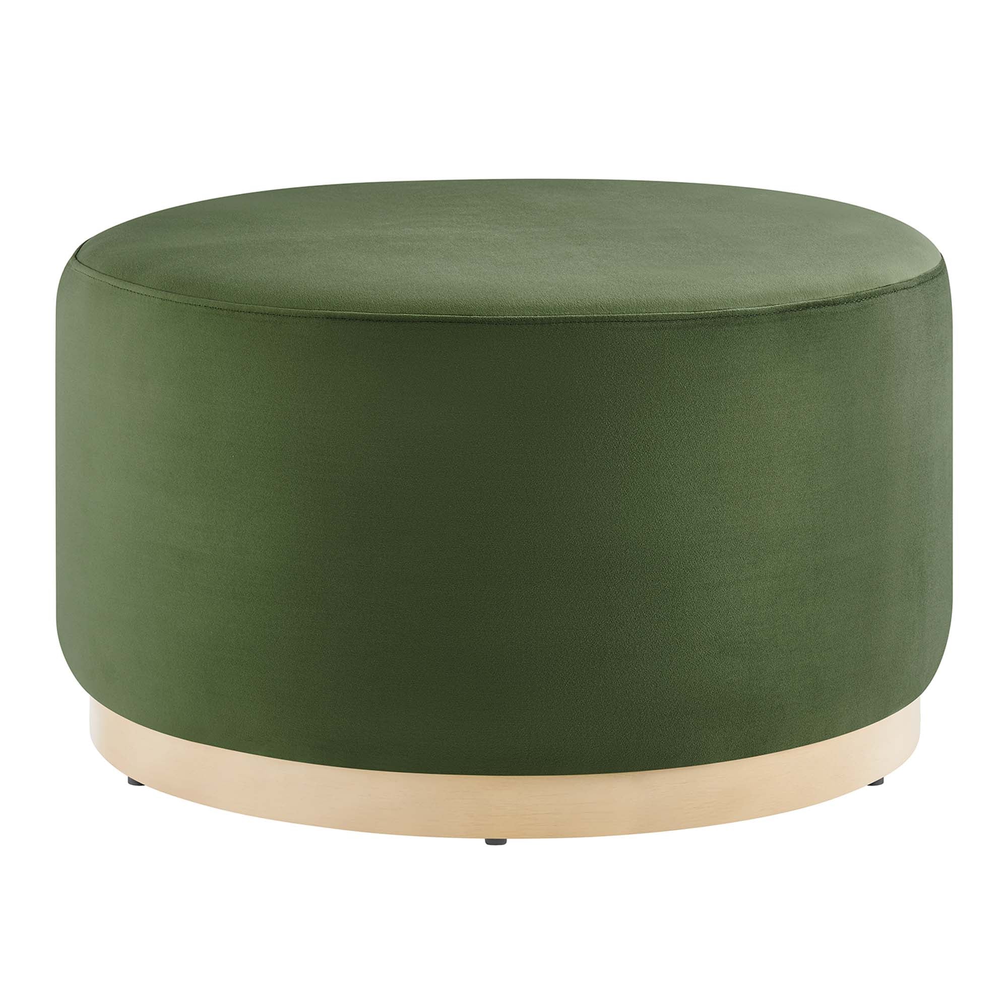 Tilden Large 29" Round Performance Velvet Upholstered Ottoman - Moss Green Natural