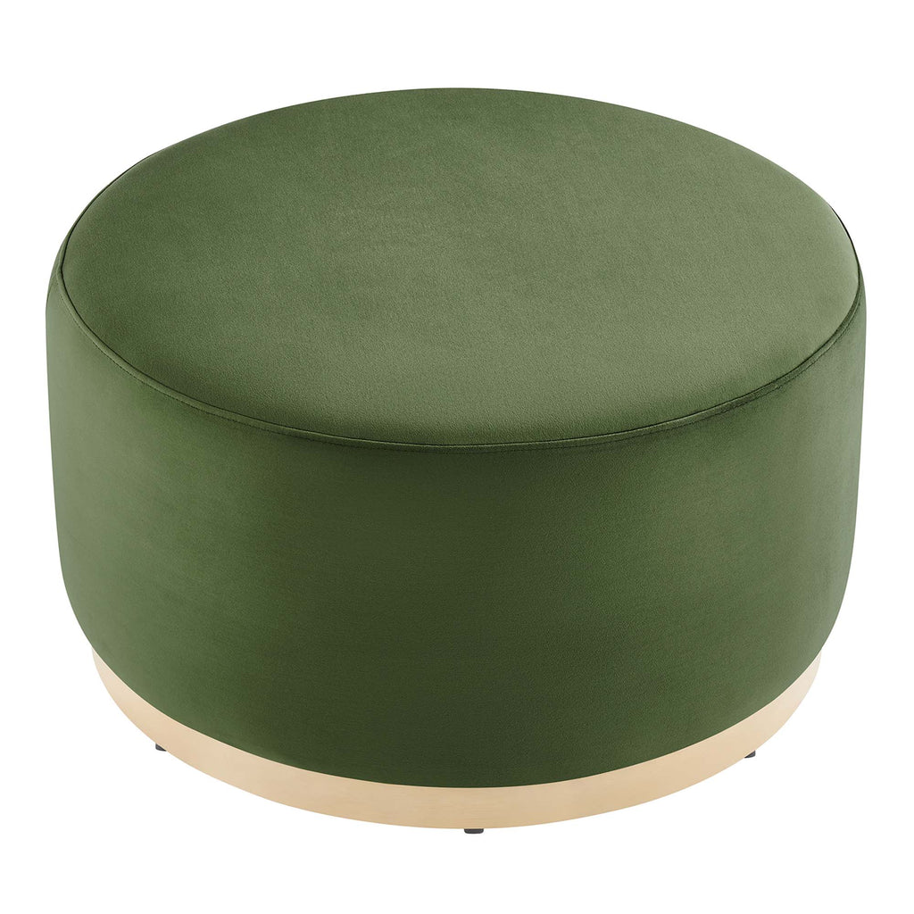 Tilden Large 29" Round Performance Velvet Upholstered Ottoman - Moss Green Natural