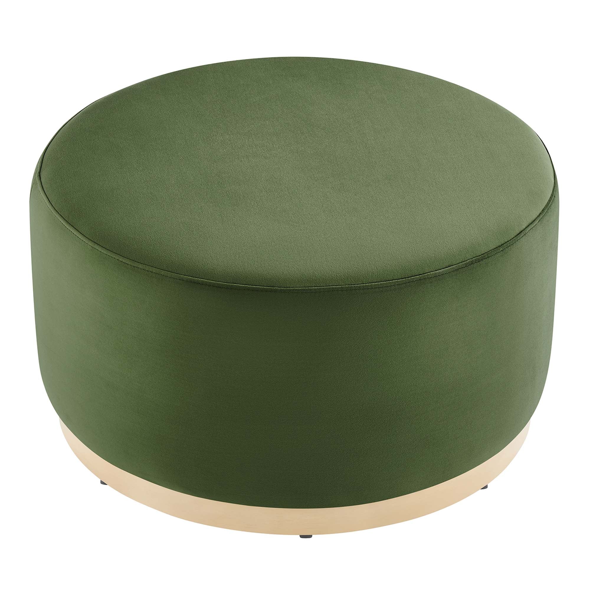 Tilden Large 29" Round Performance Velvet Upholstered Ottoman - Moss Green Natural
