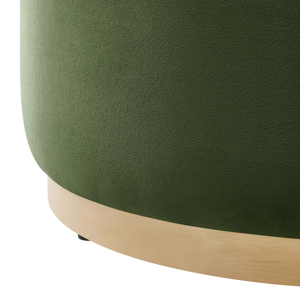 Tilden Large 29" Round Performance Velvet Upholstered Ottoman - Moss Green Natural