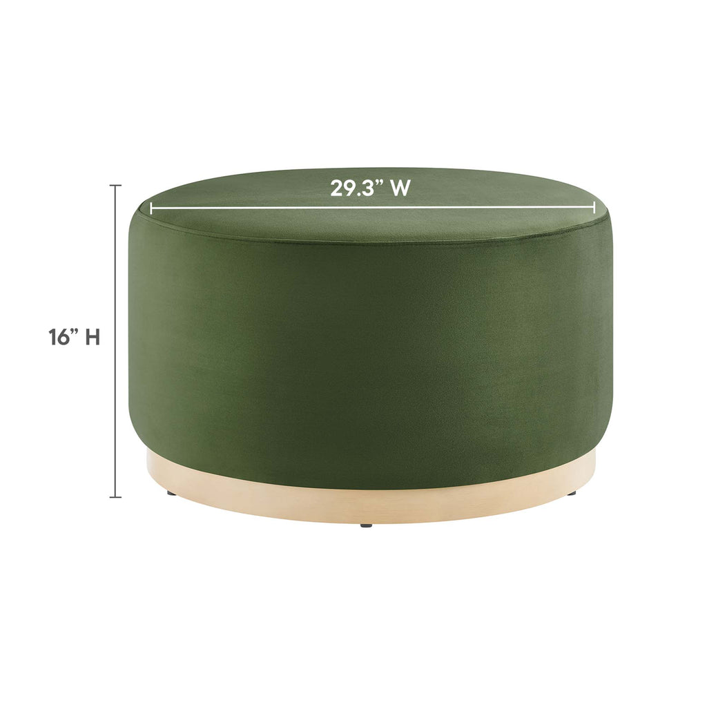Tilden Large 29" Round Performance Velvet Upholstered Ottoman - Moss Green Natural