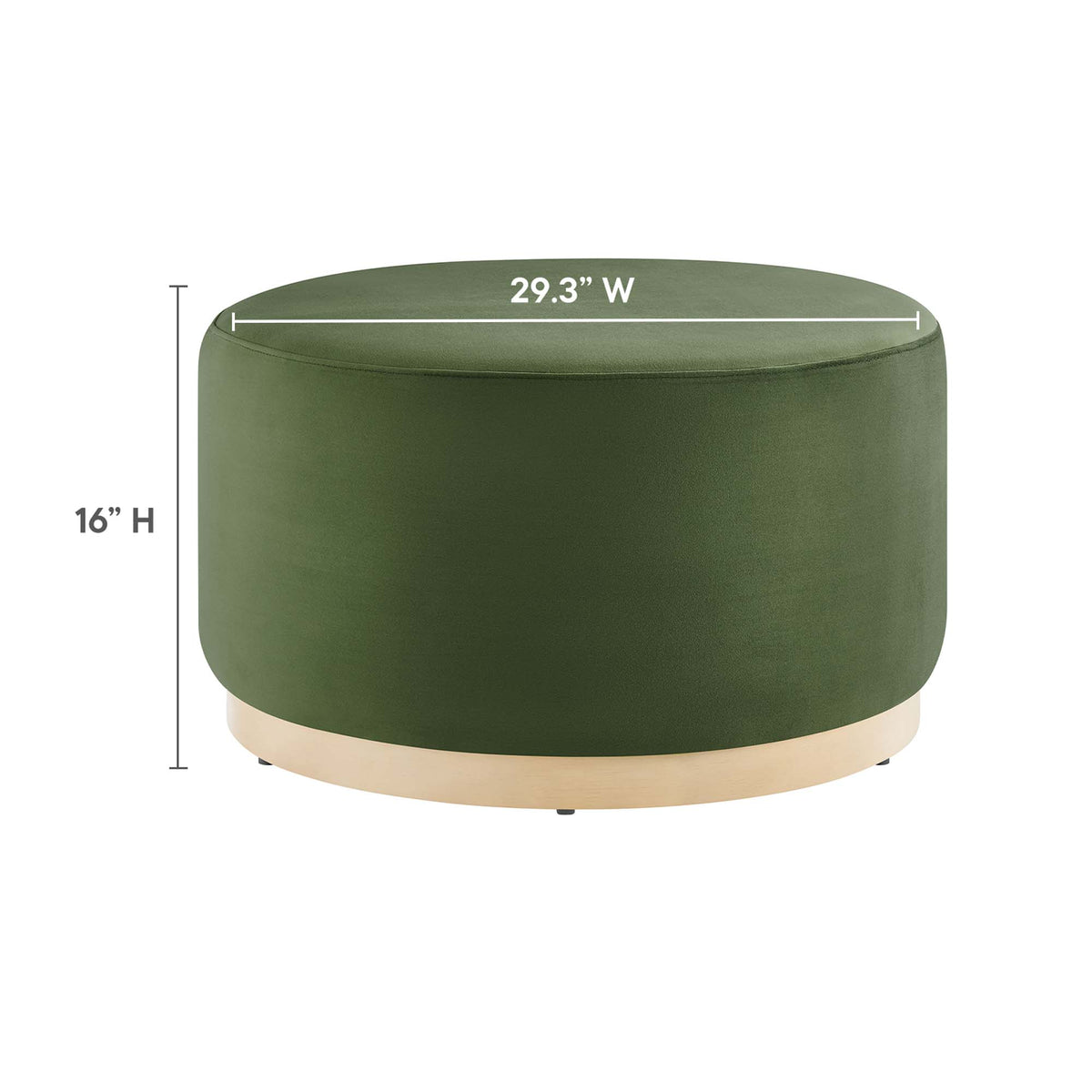 Tilden Large 29" Round Performance Velvet Upholstered Ottoman - Moss Green Natural