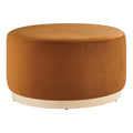 Tilden Large 29" Round Performance Velvet Upholstered Ottoman - Rust Natural