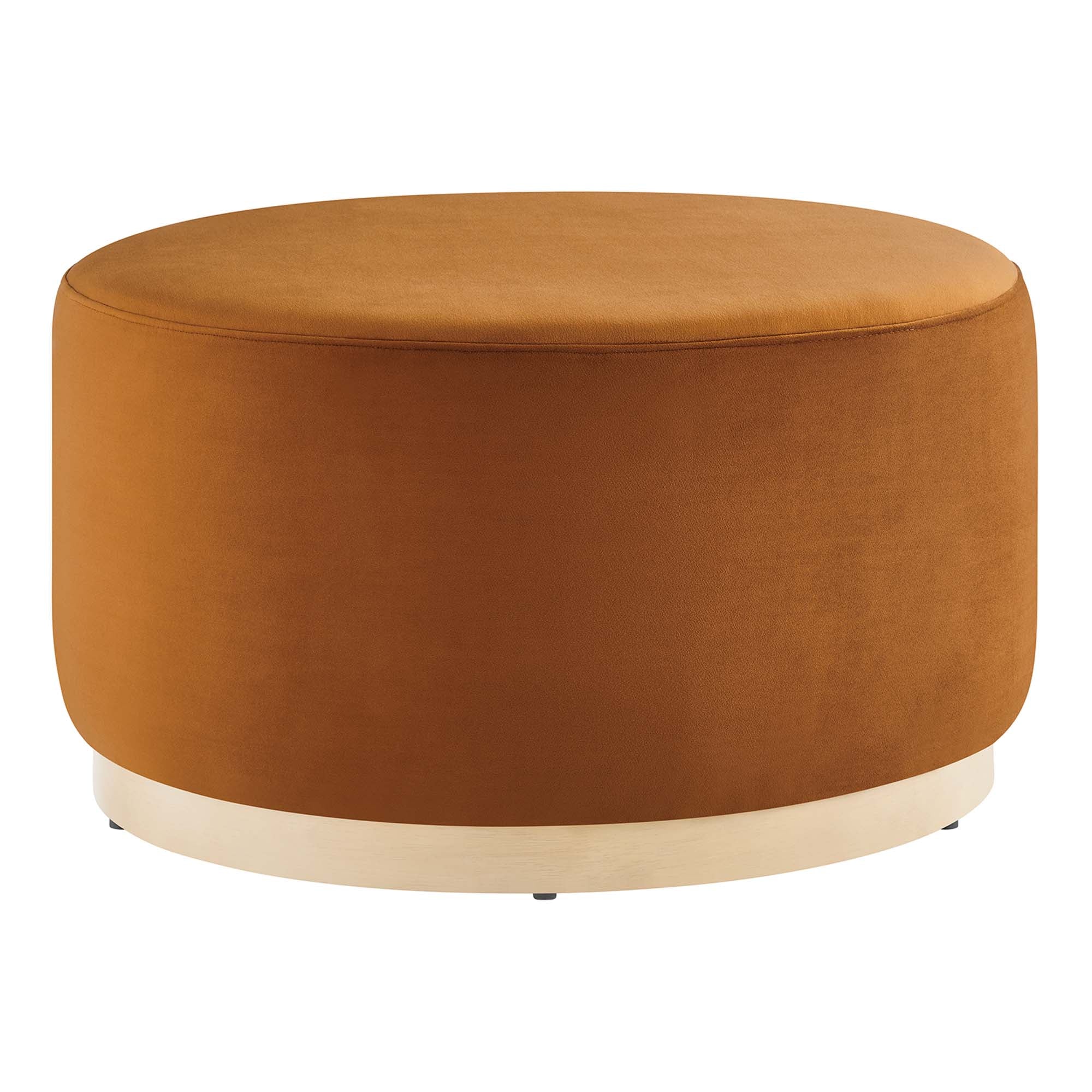 Tilden Large 29" Round Performance Velvet Upholstered Ottoman - Rust Natural