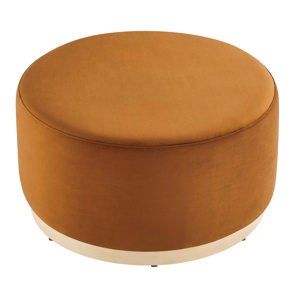 Tilden Large 29" Round Performance Velvet Upholstered Ottoman - Rust Natural
