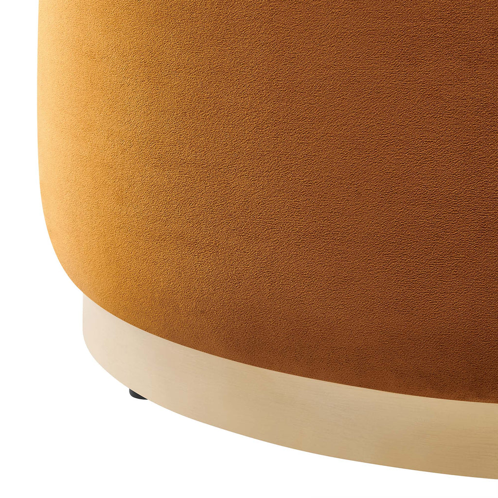 Tilden Large 29" Round Performance Velvet Upholstered Ottoman - Rust Natural