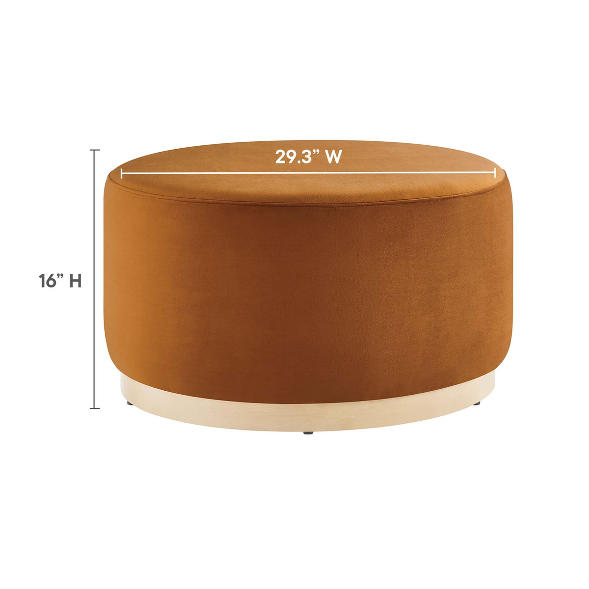 Tilden Large 29" Round Performance Velvet Upholstered Ottoman - Rust Natural