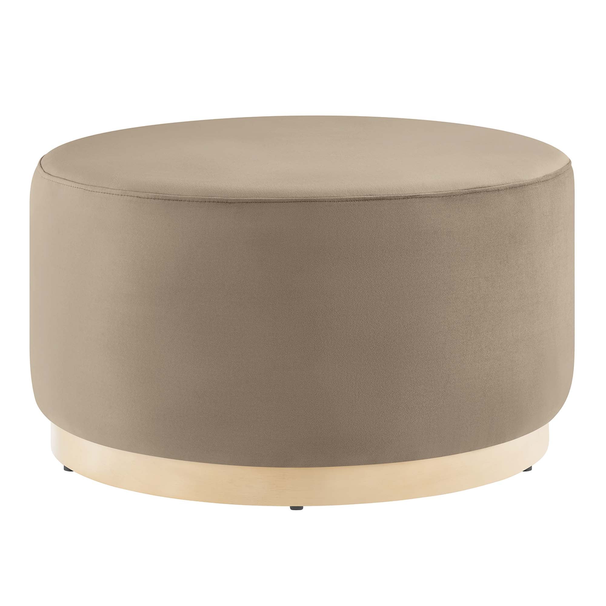 Tilden Large 29" Round Performance Velvet Upholstered Ottoman - Taupe Natural