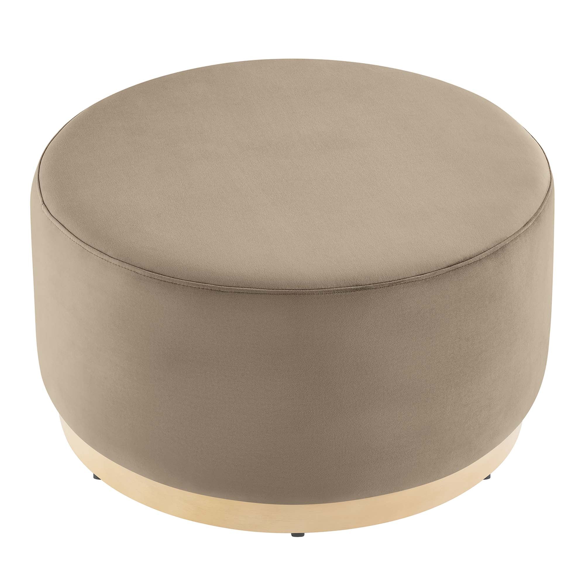 Tilden Large 29" Round Performance Velvet Upholstered Ottoman - Taupe Natural