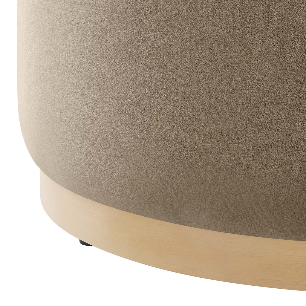 Tilden Large 29" Round Performance Velvet Upholstered Ottoman - Taupe Natural