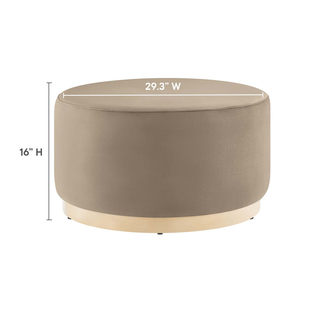 Tilden Large 29" Round Performance Velvet Upholstered Ottoman - Taupe Natural