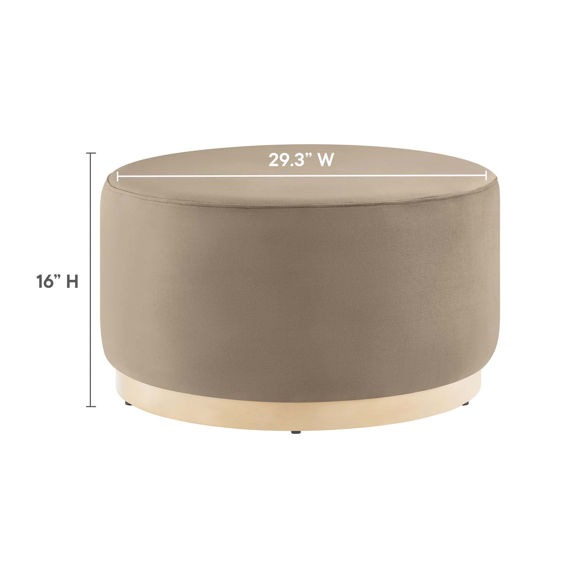 Tilden Large 29" Round Performance Velvet Upholstered Ottoman - Taupe Natural