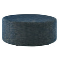 Callum Large 38" Round Woven Heathered Fabric Upholstered Ottoman - Heathered Weave Azure