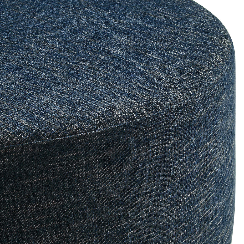 Callum Large 38" Round Woven Heathered Fabric Upholstered Ottoman - Heathered Weave Azure