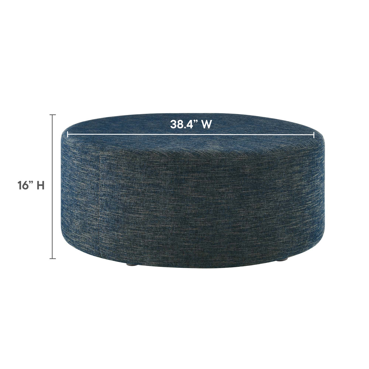 Callum Large 38" Round Woven Heathered Fabric Upholstered Ottoman - Heathered Weave Azure