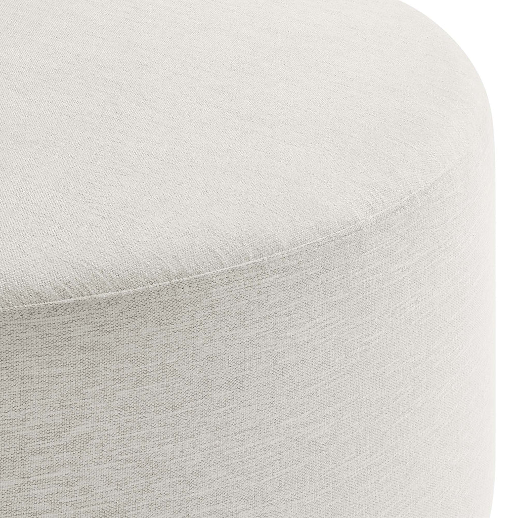 Callum Large 38" Round Woven Heathered Fabric Upholstered Ottoman - Heathered Weave Ivory