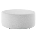 Callum Large 38" Round Woven Heathered Fabric Upholstered Ottoman - Heathered Weave Light Gray