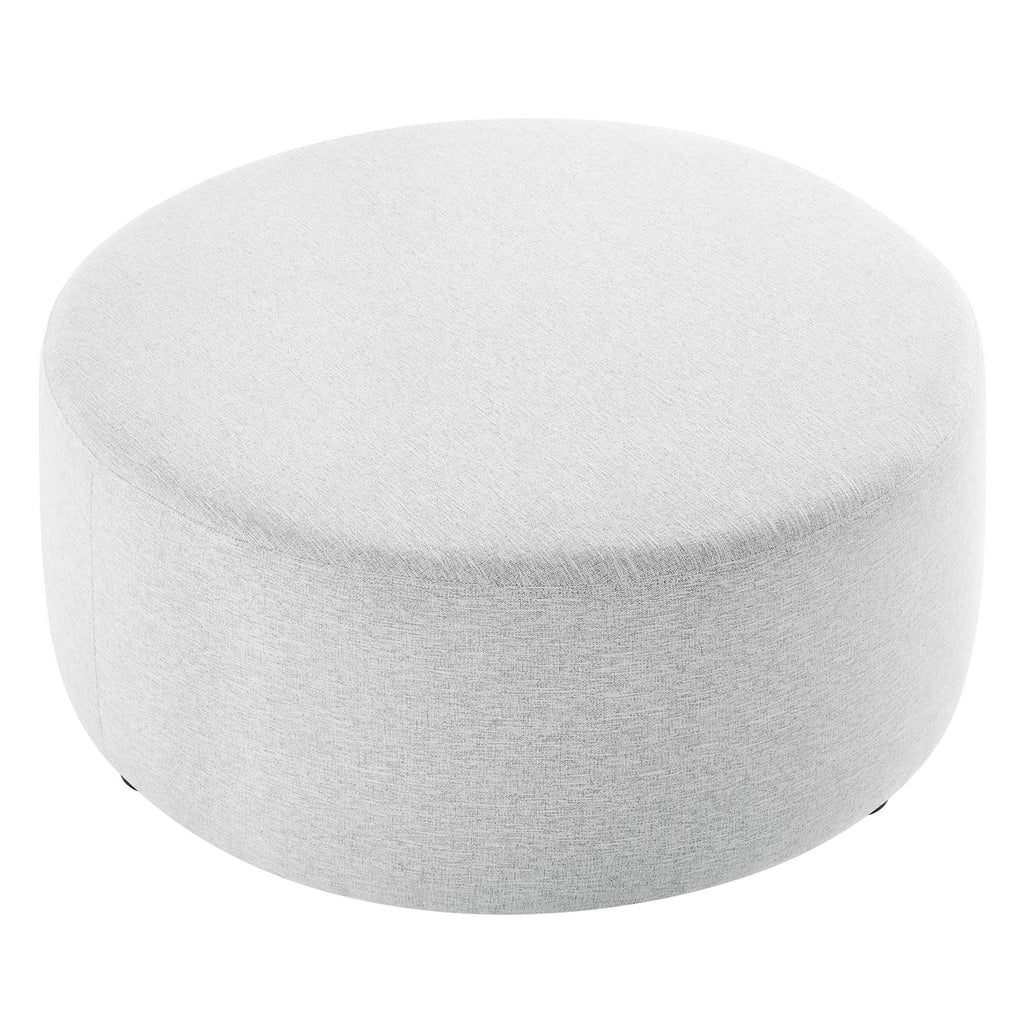 Callum Large 38" Round Woven Heathered Fabric Upholstered Ottoman - Heathered Weave Light Gray