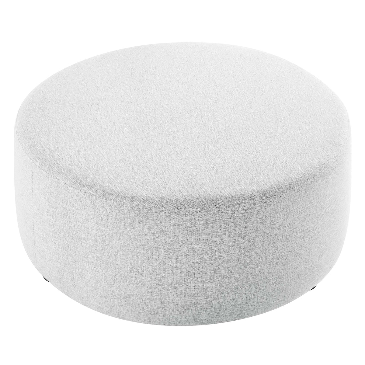 Callum Large 38" Round Woven Heathered Fabric Upholstered Ottoman - Heathered Weave Light Gray