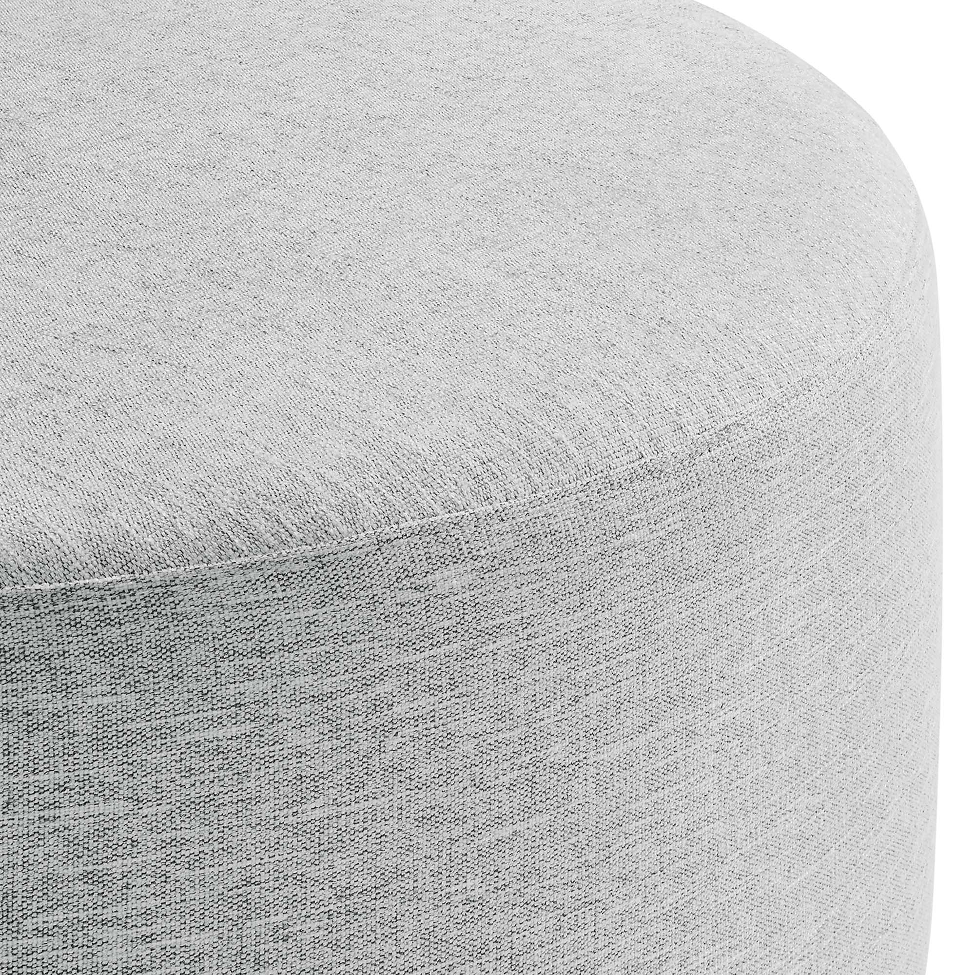 Callum Large 38" Round Woven Heathered Fabric Upholstered Ottoman - Heathered Weave Light Gray