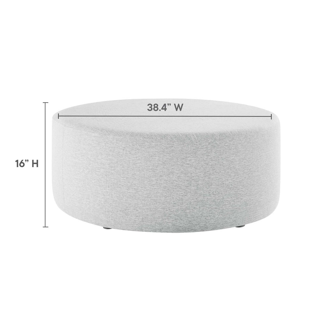 Callum Large 38" Round Woven Heathered Fabric Upholstered Ottoman - Heathered Weave Light Gray