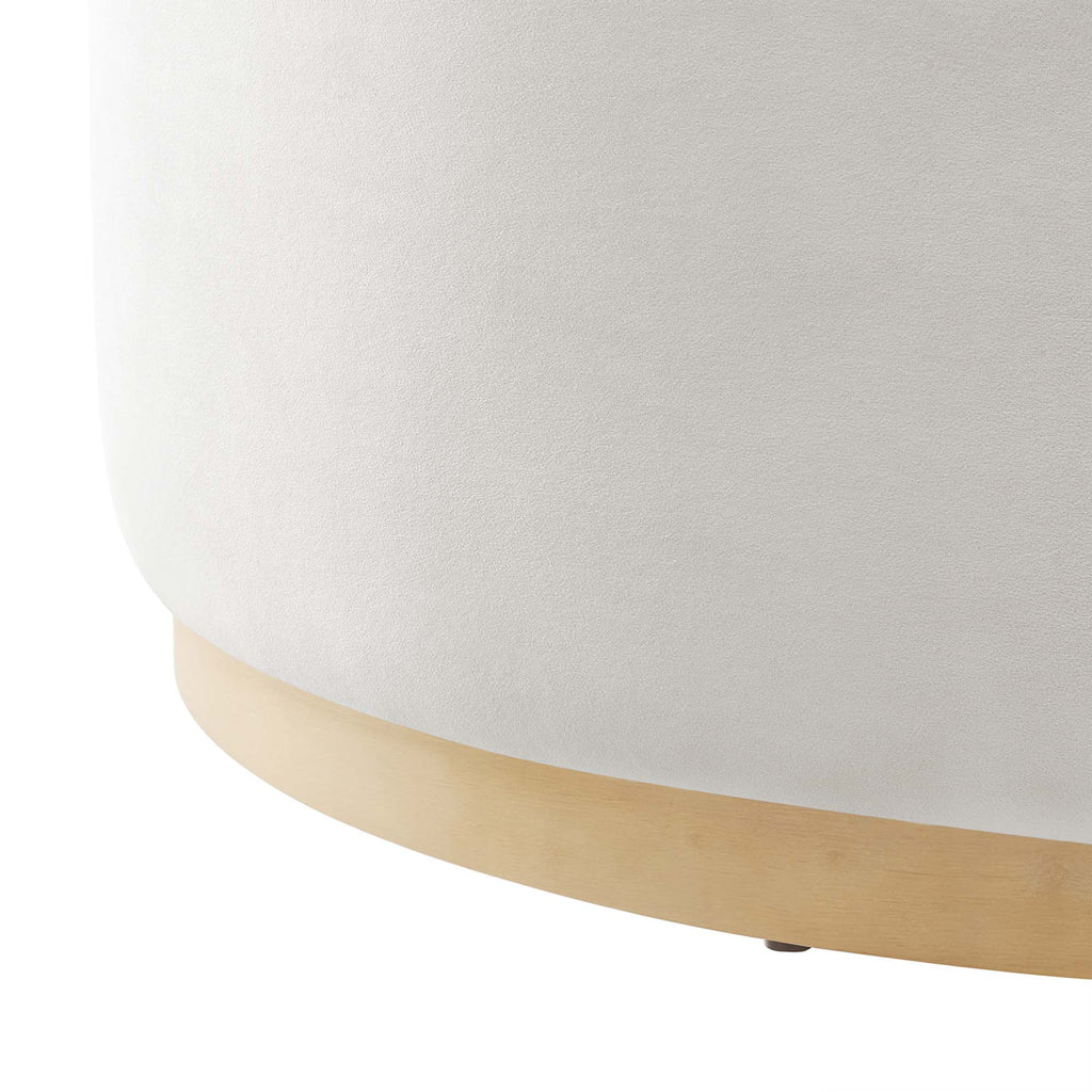 Tilden Large 38" Round Performance Velvet Upholstered Ottoman - Alabaster Natural