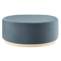 Tilden Large 38" Round Performance Velvet Upholstered Ottoman - Cadet Blue Natural