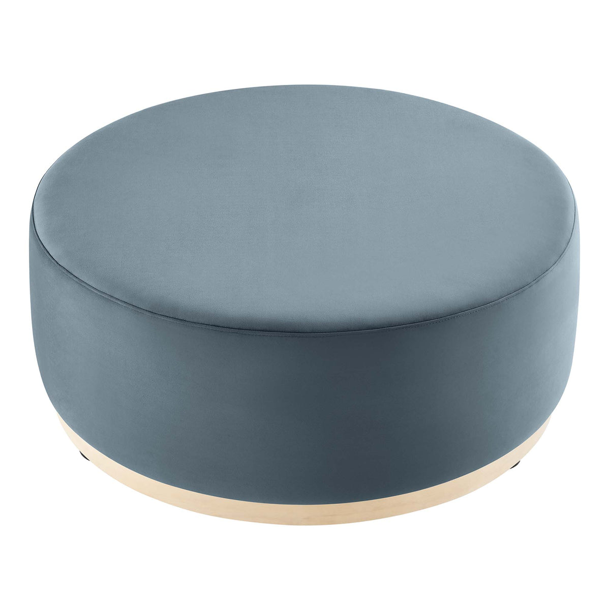 Tilden Large 38" Round Performance Velvet Upholstered Ottoman - Cadet Blue Natural