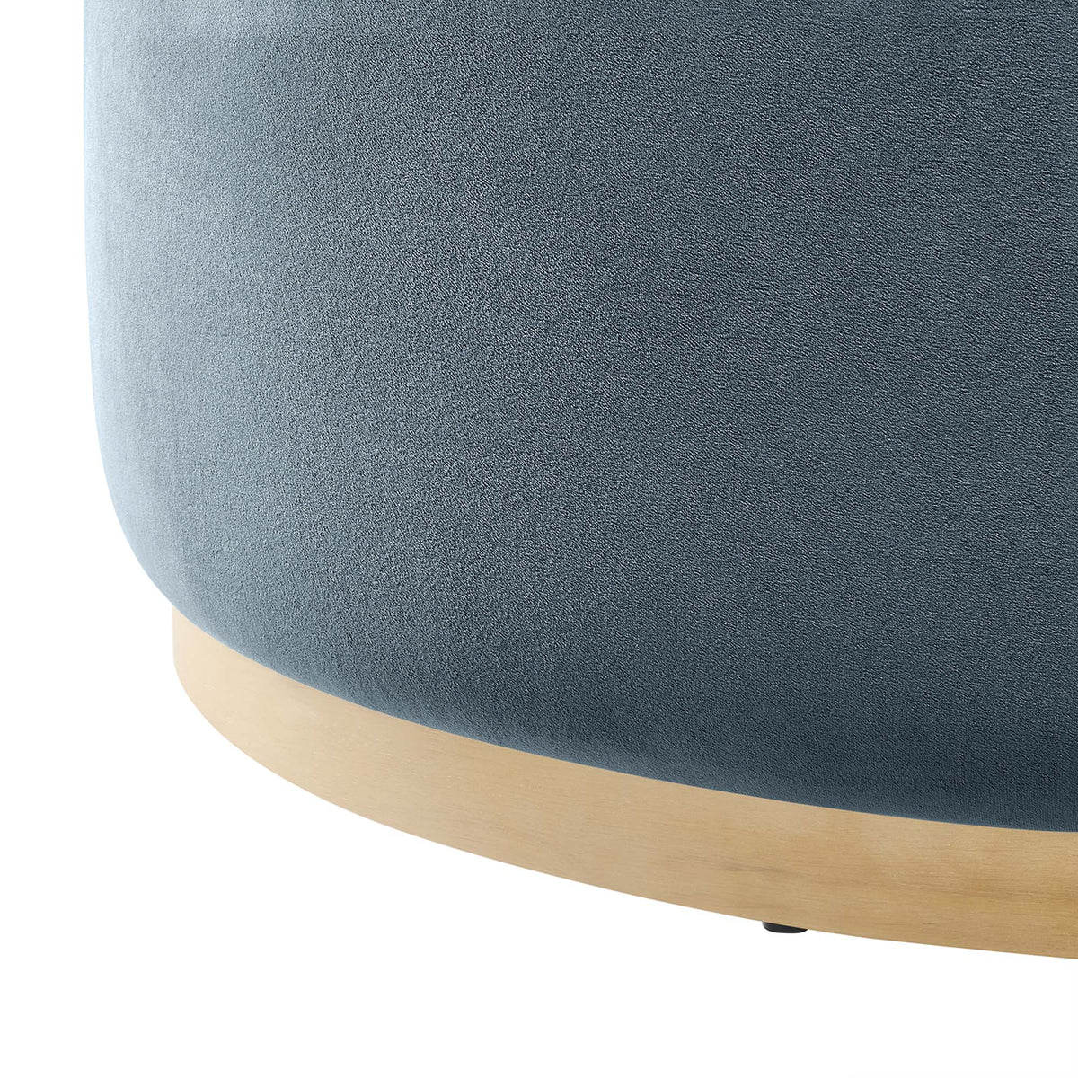 Tilden Large 38" Round Performance Velvet Upholstered Ottoman - Cadet Blue Natural