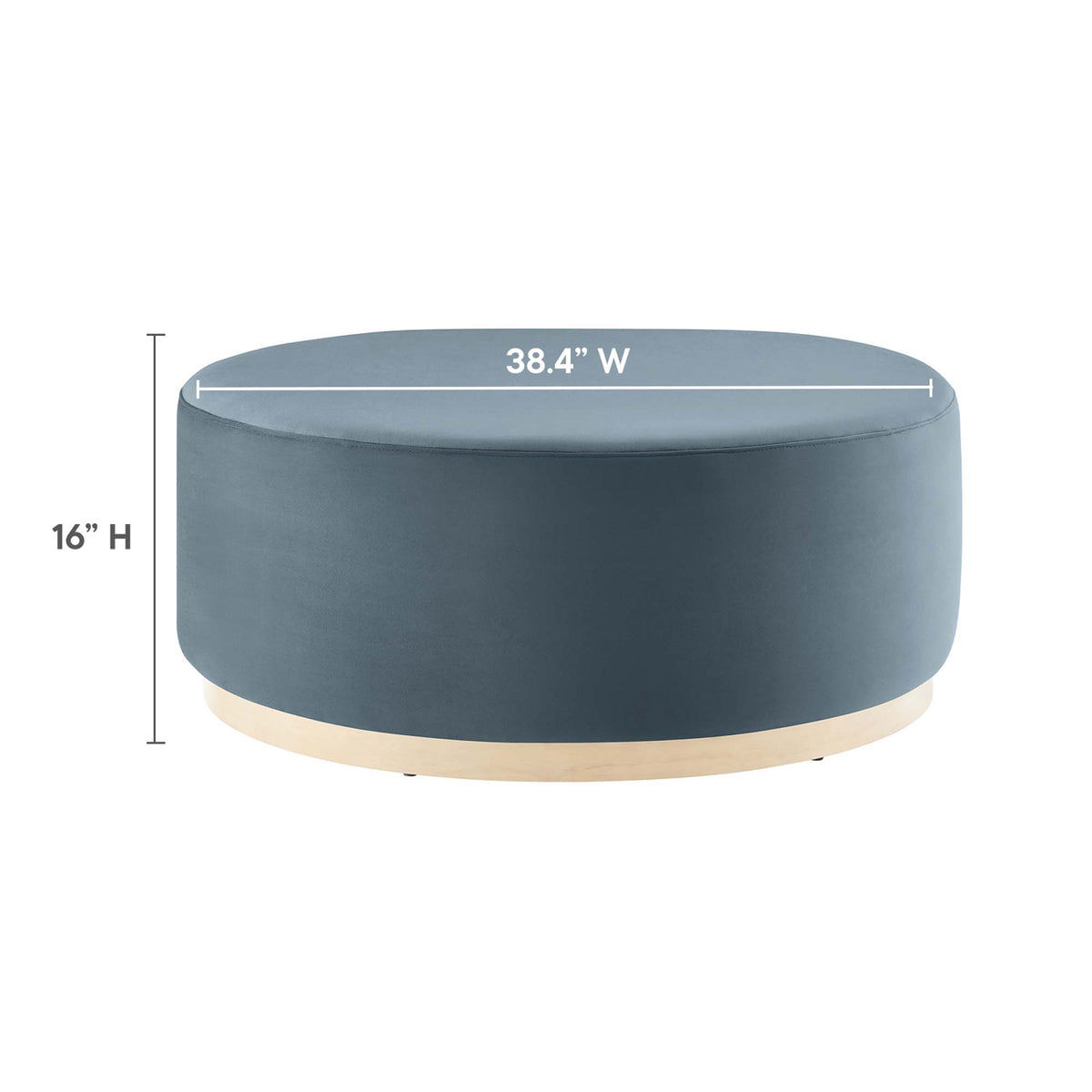 Tilden Large 38" Round Performance Velvet Upholstered Ottoman - Cadet Blue Natural