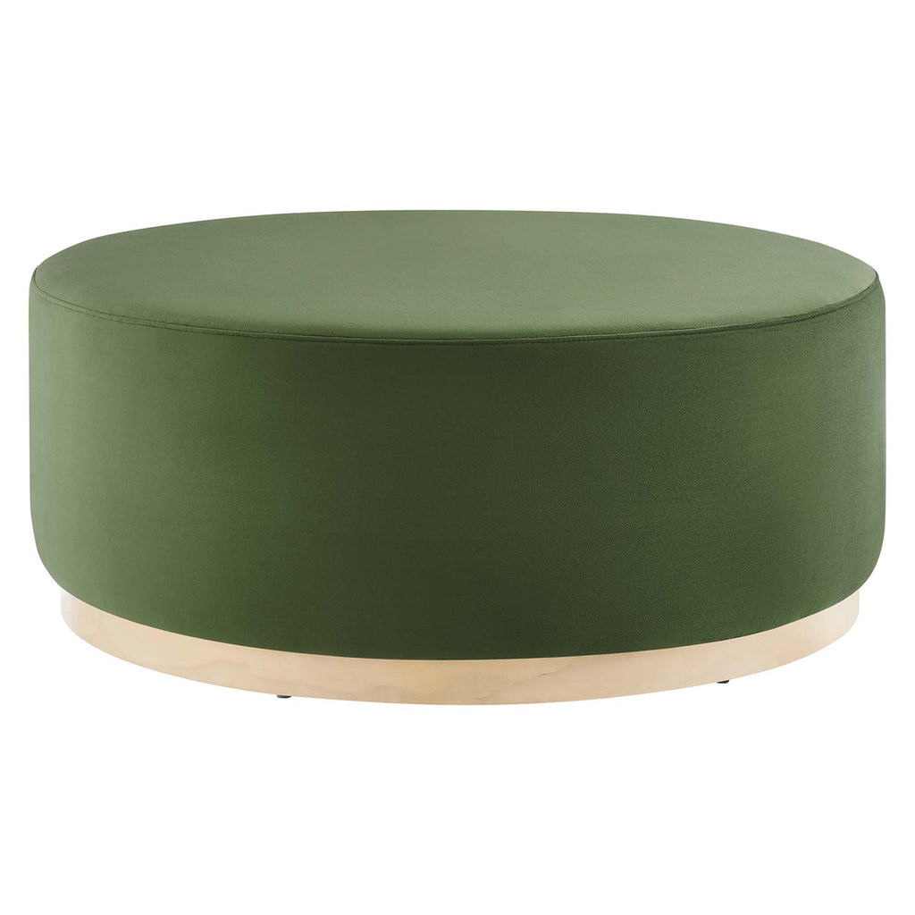 Tilden Large 38" Round Performance Velvet Upholstered Ottoman - Moss Green Natural