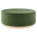 Tilden Large 38" Round Performance Velvet Upholstered Ottoman - Moss Green Natural