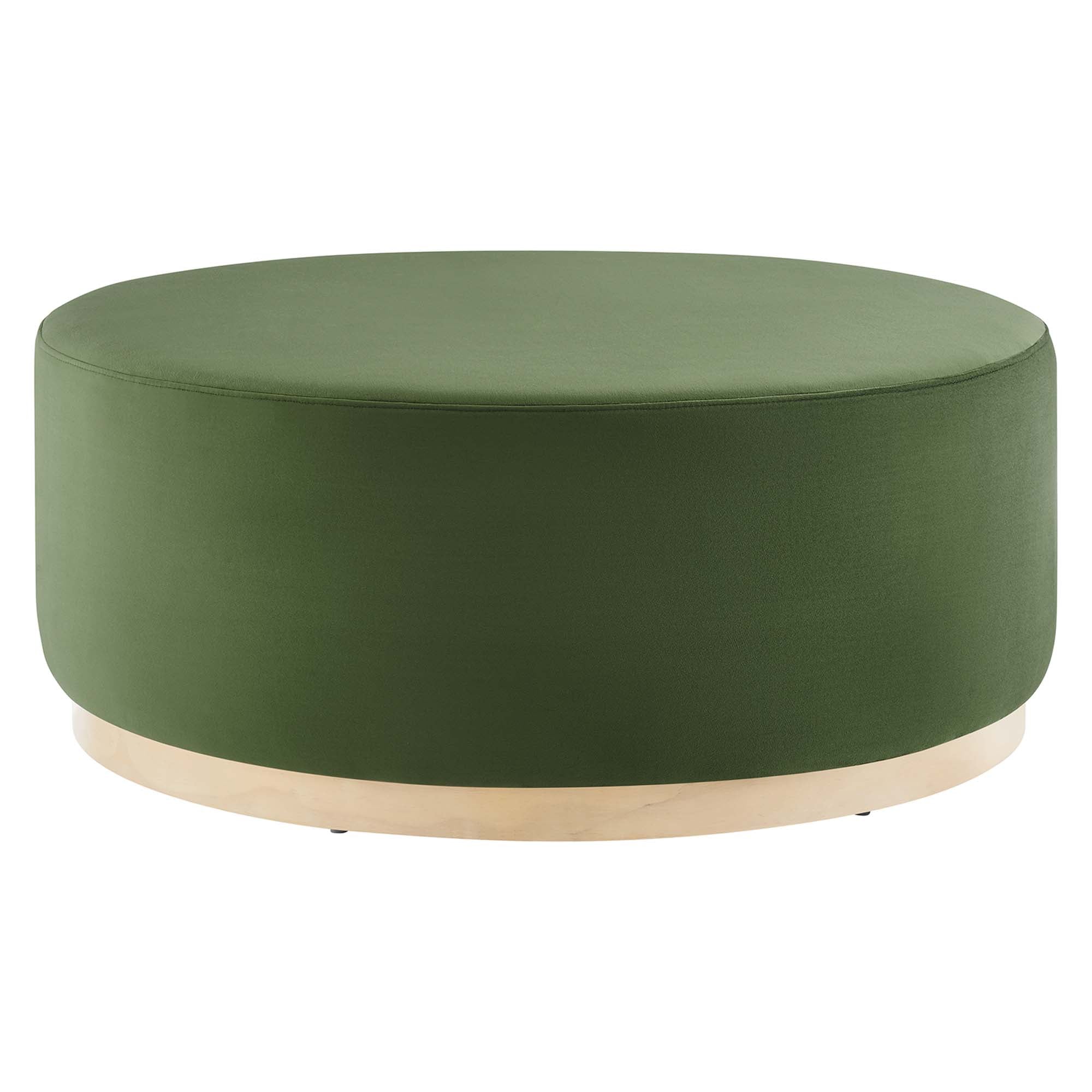 Tilden Large 38" Round Performance Velvet Upholstered Ottoman - Moss Green Natural