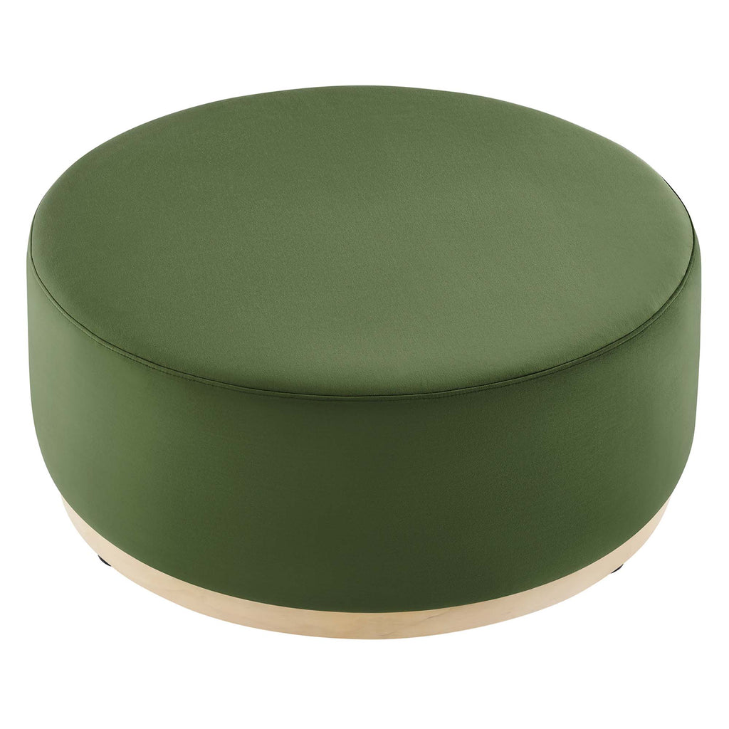 Tilden Large 38" Round Performance Velvet Upholstered Ottoman - Moss Green Natural