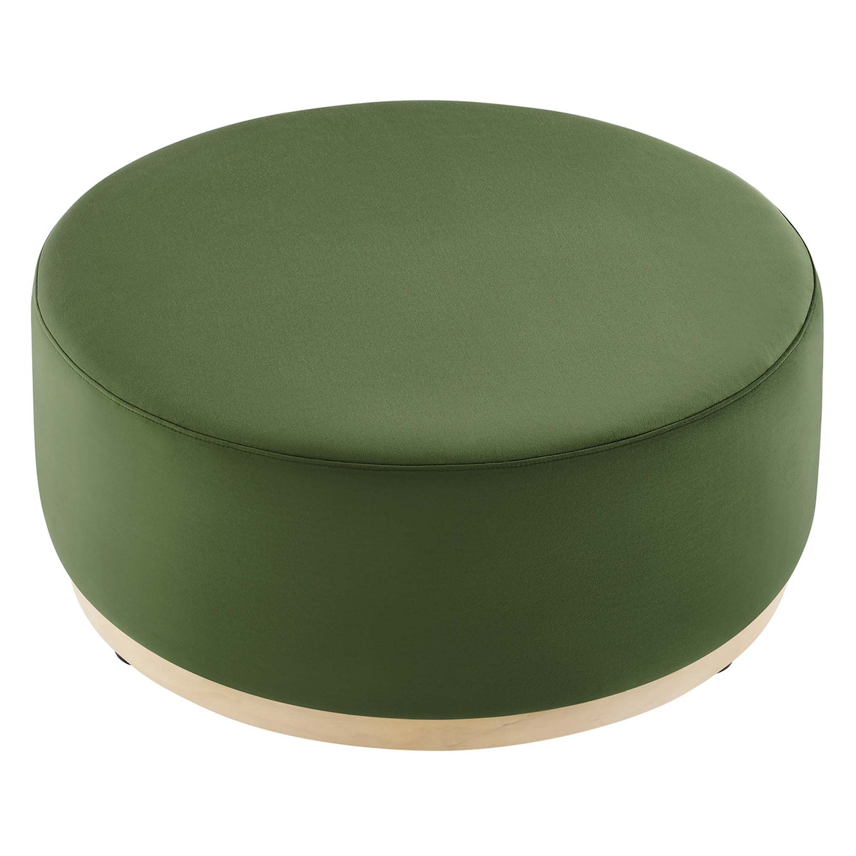 Tilden Large 38" Round Performance Velvet Upholstered Ottoman - Moss Green Natural