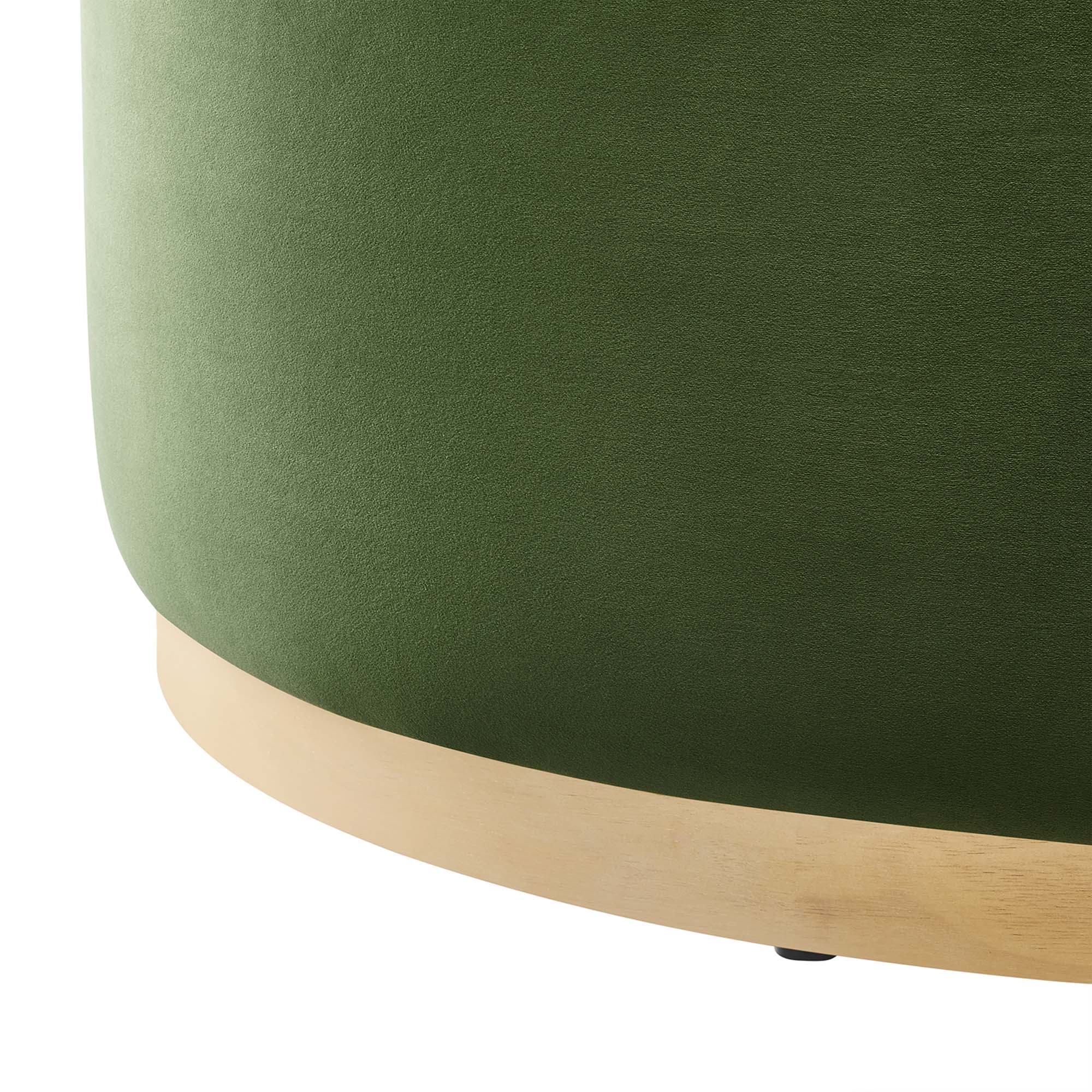 Tilden Large 38" Round Performance Velvet Upholstered Ottoman - Moss Green Natural