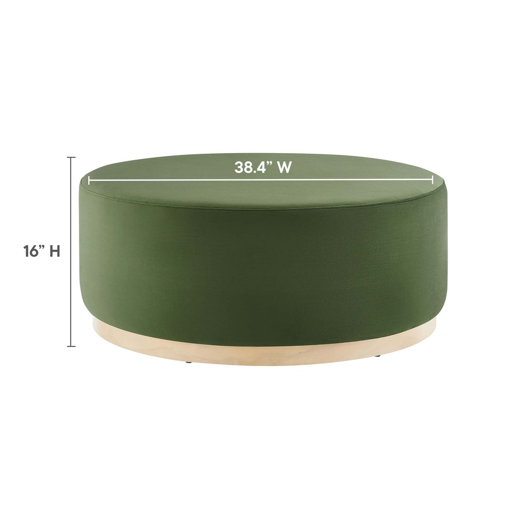 Tilden Large 38" Round Performance Velvet Upholstered Ottoman - Moss Green Natural
