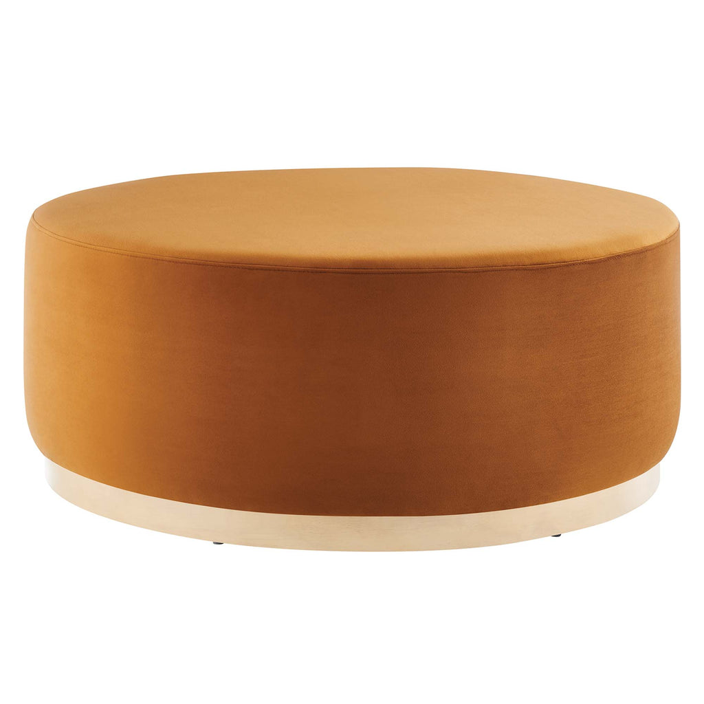 Tilden Large 38" Round Performance Velvet Upholstered Ottoman - Rust Natural